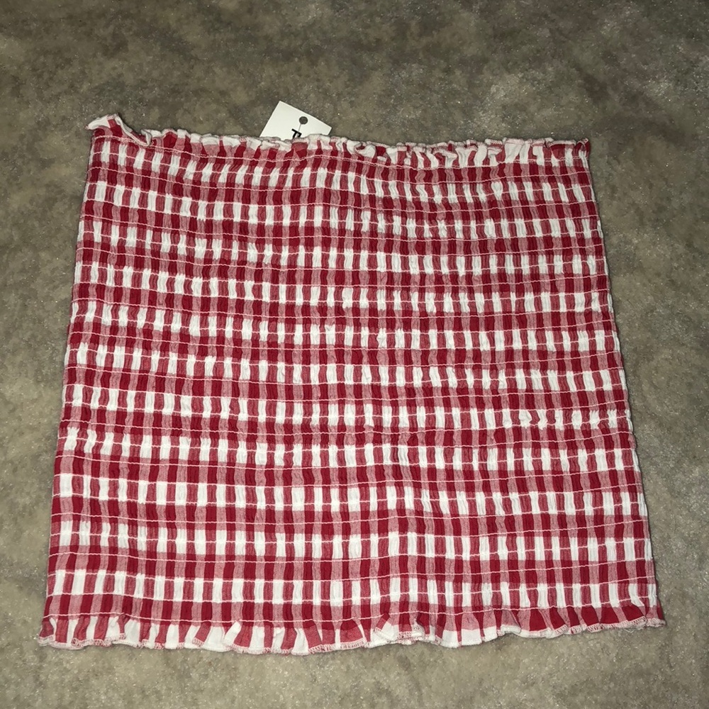 John Galt red and white tube top